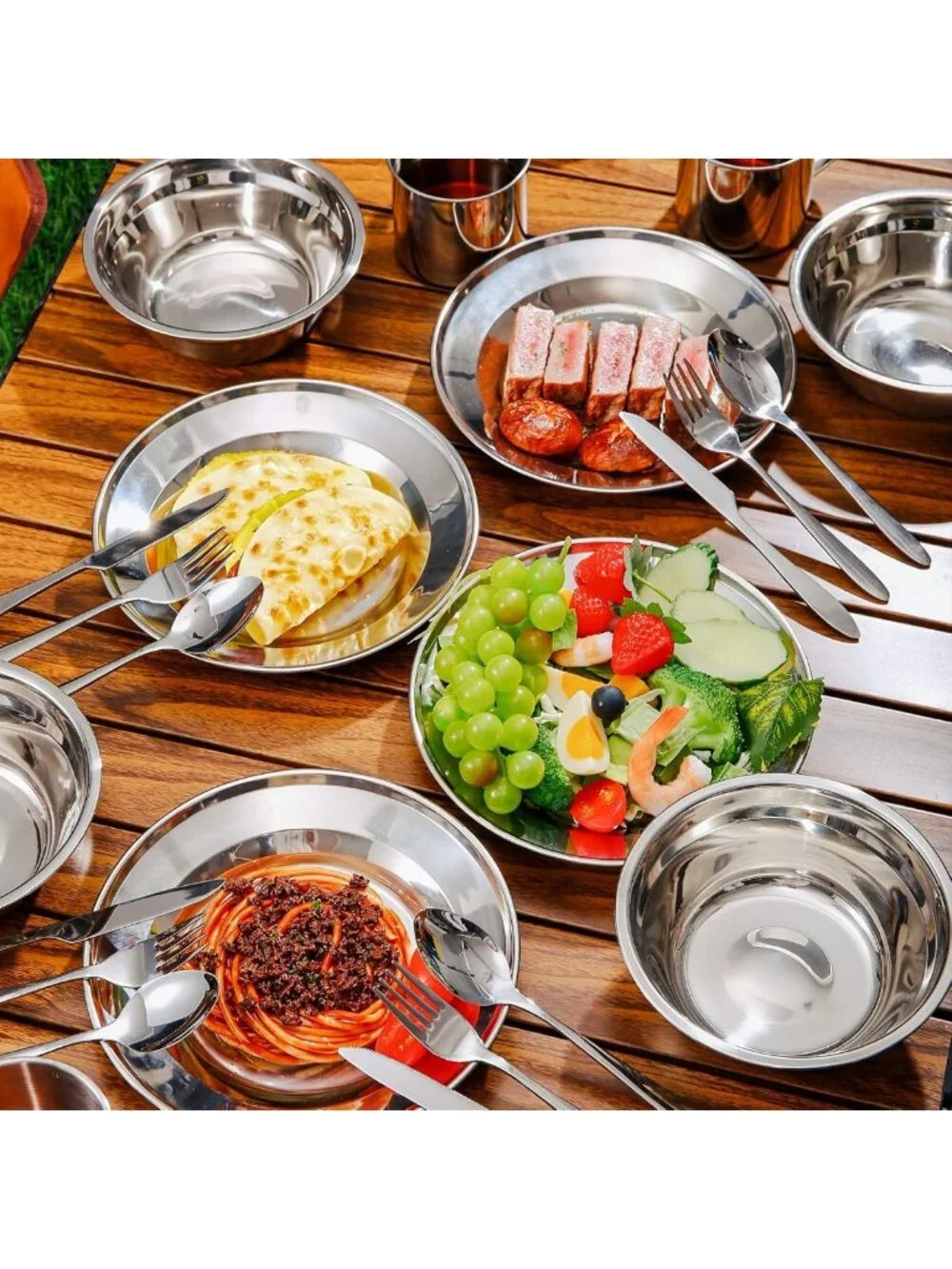 29-Piece Stainless Steel Camping Utensil Set for 4 - Lightweight Mess Kit